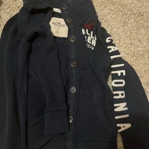 Hollister Navy Blue Jacket with White Accents